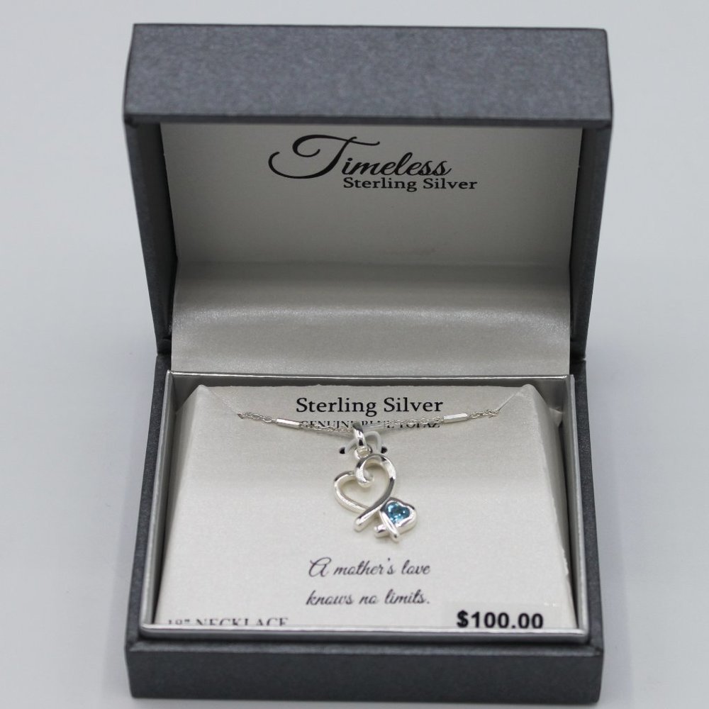 Timeless Sterling Silver Necklace - 18" Heart In Heart Design, Mothers Day, Gem